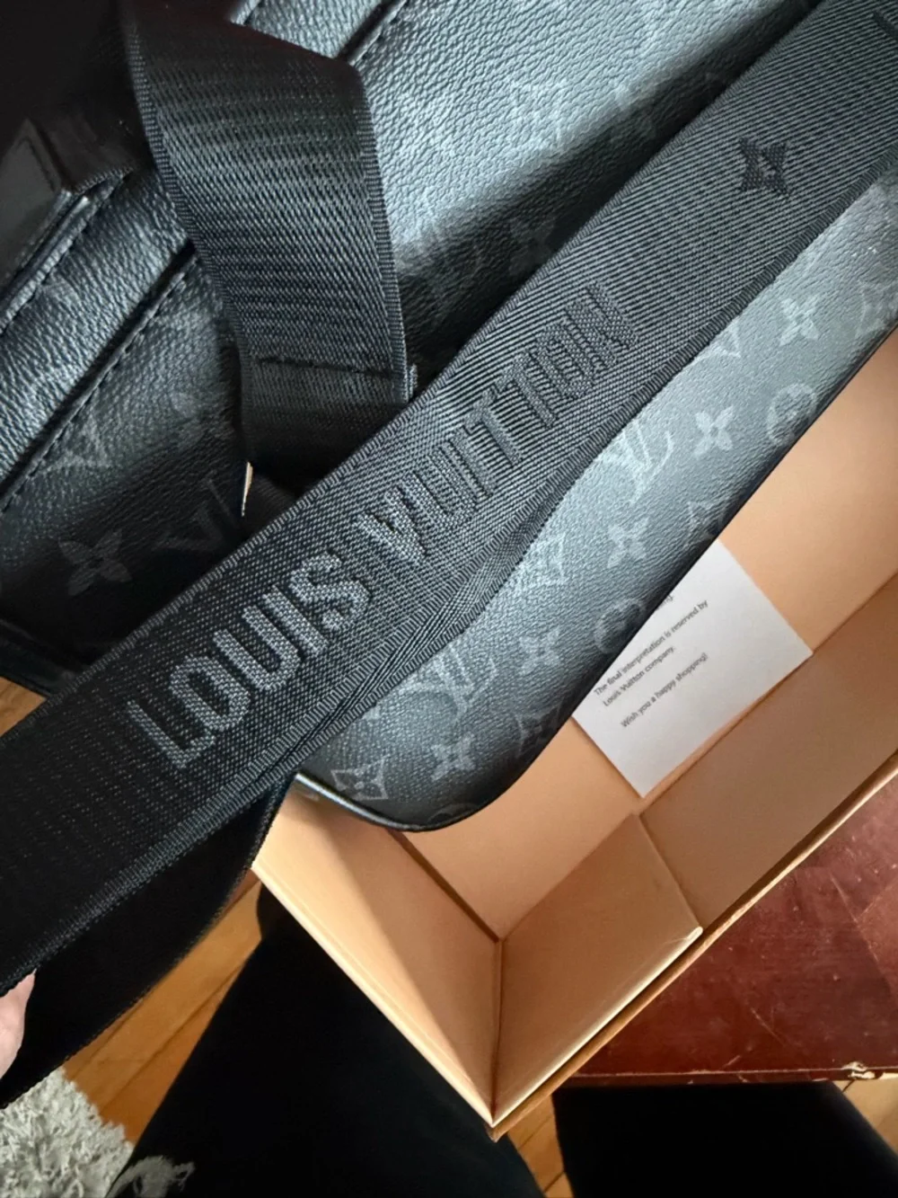 Louis Vuitton Men's Monogram Messenger Bag in Black and Gray
